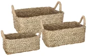 Kosze wiklinowe - Atmosphera Zestaw trzech prostokątnych koszy dekoracyjnych z uchwytami wykonanych z wikliny B07GS983D5 - miniaturka - grafika 1
