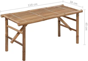 vidaXL Składana ławka ogrodowa z poduszką, 118 cm, bambusowa 3063874 - Ławki ogrodowe - miniaturka - grafika 9