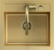 Zlewozmywaki z baterią - STEINER Quadron Zlewozmywak granit + bateria + zaślepka złoty JOHNNY 110 ART5047G1_3673503PVDG1_Z - miniaturka - grafika 1