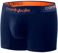 Bielizna sportowa męska - ComfyBalls COMFYBALLS Bokserki LONG COTTON granatowo-pomarańczowe - miniaturka - grafika 1