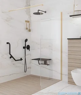 Massi Fix Gold 80x195 cm kabina Walk In przejrzyste MSKP-FA1021-80-G - Kabiny prysznicowe - miniaturka - grafika 3