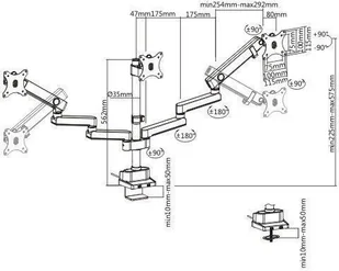 Maclean MC-811 Uchwyt biurkowy 3 monitory LED 2xUSB3.0 17-27&quot 3x7kg VESA 100x100 ! MC-811 - Uchwyty do monitorów - miniaturka - grafika 5