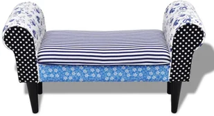 vidaXL Patchworkowa Ławka, wiejski styl niebiesko-biaa - Ławki do przedpokoju - miniaturka - grafika 4
