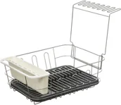 Suszarki do naczyń - Secret de Gourmet Suszarka na naczynia z plastiku i metalu w kolorze szarym i białym ociekacz na naczynia okapnik na naczynia suszarka kuchenna 202012 - miniaturka - grafika 1