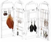 Pudełka i szkatułki - Relaxdays stojak na biżuterię z akrylu, składany stojak na biżuterię, na kolczyki, łańcuszki, różne rozmiary, przezroczysty, 4 10024639_342 - miniaturka - grafika 1