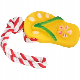 Gryzak piszczący różowy laczek ze sznurkiem - Zabawki dla psów - miniaturka - grafika 2