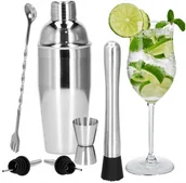 Pozostałe akcesoria barmańskie - Zestaw barmański 6 elementów do drinków shaker 550 ml stal nierdzewna srebrny KI0013 - miniaturka - grafika 1
