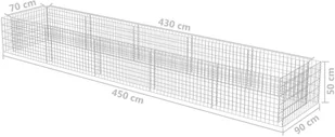vidaXL Donica gabionowa z galwanizowanej stali, 450 x 90 x 50 cm - Donice - miniaturka - grafika 6