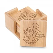 Pozostałe akcesoria barmańskie - Murrano Podkładki bambusowe pod piwo kawę grawer zestaw x6 dla kucharza PDK-BMB-023 - miniaturka - grafika 1