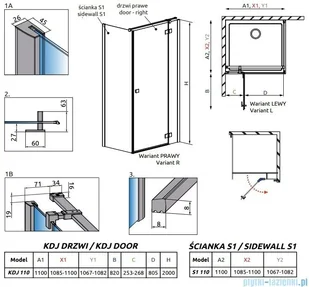 Radaway Essenza New Black 110x110 prawa przejrzysta 385041-54-01R/384053-54-01 - Kabiny prysznicowe - miniaturka - grafika 2