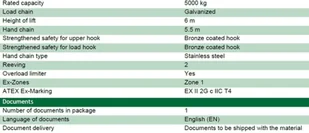 339 33971906 Wciągnik łańcuchowy iskrobezpieczny ręczny EX udźwig 5000 kg wysokość podnoszenia 6m) 71906-uniw - Wciągarki 339 33971906 Wciągnik łańcuchowy iskrobezpieczny ręczny EX udźwig 5000 kg wysokość podnoszenia 6m) 71906-uniw - Wciągarki - miniaturka - grafika 2