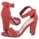 Sandały damskie - Carinii Sandały Czerwone B4410-H55-000-000-B16 (CI383-a) para 36:1|37:1|39:1|40:1| - miniaturka - grafika 1