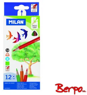 MILAN Kredki OŁÓWKOWE TRÓJKĄTNE 12 KOLORÓW 0722312 - Przybory szkolne - miniaturka - grafika 2