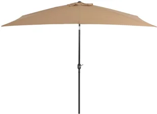 vidaXL Parasol ogrodowy na metalowym słupku, 300 x 200 cm, kolor taupe - Parasole ogrodowe - miniaturka - grafika 2