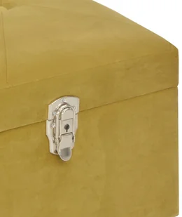 vidaXL Ławka ze schowkiem, 105 cm, musztardowa, aksamitna vidaXL - Ławki do przedpokoju - miniaturka - grafika 7