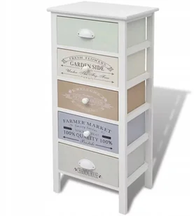 vidaXL Szafka francuska z 5 szufladami w stylu Shabby Chic, drewna - Komody - miniaturka - grafika 2