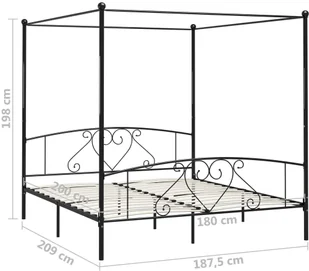 vidaXL Rama łóżka z baldachimem, czarna, metalowa, 180 x 200 cm - Łóżka - miniaturka - grafika 5