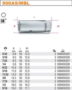 Beta NASADKA 1/4"" CALOWA DŁUGA 9/16"" 900AS/MBL/9/16 (900AS/L/9/16) - Klucze i nasadki - miniaturka - grafika 4