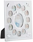 Ramki na zdjęcia - Relaxdays ramka zdjęcia dla niemowląt, First Year, ramka zdjęcia miesięczne aluminium, 12 miesięcy, 29 x 24 cm, kolaż do postawienia, kolor 10024241_49 - miniaturka - grafika 1