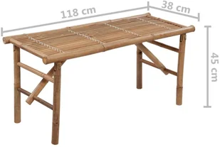 vidaXL Składana ławka ogrodowa z poduszką, 118 cm, bambusowa 3063856 - Ławki ogrodowe - miniaturka - grafika 8