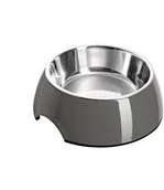 Miski dla psów - Hunter czapka z melaminy, jednokolorowa, dla psów i kotów, z wyjmowaną miską ze stali szlachetnej, szary - miniaturka - grafika 1