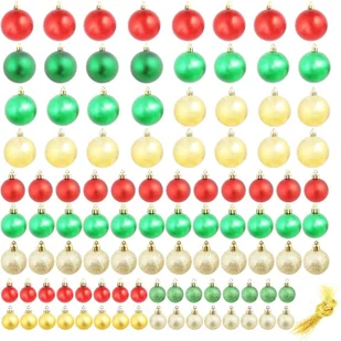 vidaXL Zestaw bombek, 100 elementów, czerwony/złoty/zielony vidaXL - Bombki - miniaturka - grafika 3