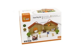 Viga Toys Dwupiętrowa Farma Drewniana Viga Toys Zagroda Zwierzęta Figurki 13 Elementów 51618 - Figurki dla dzieci - miniaturka - grafika 3