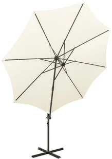vidaXL Wiszący parasol z lampkami LED i słupkiem, piaskowy, 300 cm 312336 - Parasole ogrodowe - miniaturka - grafika 6