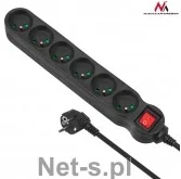 Listwy zasilające - Maclean MCE187 Listwa zasilająca przedłużacz 6 gniazd z wył czarny 3m 2300W - miniaturka - grafika 1