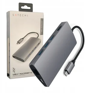 Satechi SATECHI HUB USB-C ETHERNET V2 HDMI 4K USB 3.0 SD MICRO SD Space Gray | MacBook ST-TCMA2M Aluminum Multi-Port Adapter Version 2 (S - Części i akcesoria do laptopów - miniaturka - grafika 2