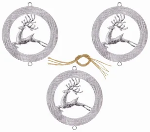inny producent Ozdoby zawieszki choinkowe Renifery 3 szt. Srebrne 2329-2 - Ozdoby bożonarodzeniowe - miniaturka - grafika 2