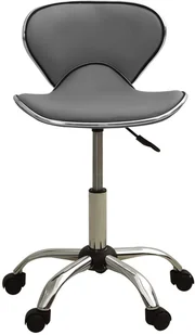 Fotel biurowy, krzesło biurowe VidaXL Taboret kosmetyczny, szary, sztuczna skóra 323678 VidaXL - Fotele i krzesła biurowe - miniaturka - grafika 2