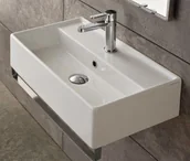 Umywalki - Scarabeo Teorema Umywalka wisząca lub nablatowa 41x35x14 cm biała 5001 - miniaturka - grafika 1