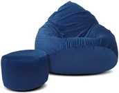 Pufy i podnóżki - Pufa welur sako XXXXL worek + granat - miniaturka - grafika 1