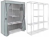 Szafy - Szafa tekstylna z 8 półkami SONIA Szara z kurtyną 5902340321133 - miniaturka - grafika 1