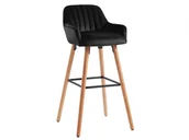 Taborety i hokery - Vente-Unique Stołek barowy ELEANA - Welur i metal imitujący drewno- Kolor czarny - miniaturka - grafika 1