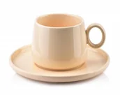 Filiżanki - AFFEKDESIGN AFFEKDESIGN ALISA FILIŻANKA ZE SPODKIEM 270 ML BEŻOWY PORCELANA HTD6337 12 - miniaturka - grafika 1