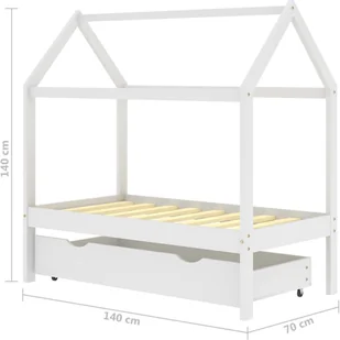 VidaXL Rama łóżka dziecięcego z szufladą, biała, sosnowa, 70x140 cm - Łóżka dla dzieci i młodzieży - miniaturka - grafika 8