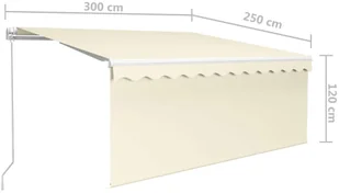 VidaXL Lumarko Ręcznie zwijana markiza z zasłoną, 3x2,5 m, kremowa  3069257 VidaXL - Markizy - miniaturka - grafika 8