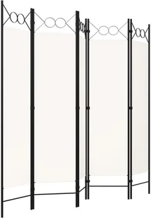 vidaXL Parawan 5-panelowy, biały, 200 x 180 cm vidaXL - Parawany - miniaturka - grafika 3