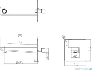 Omnires Parma wylewka naścienna czarna WDPARMABL - Wylewki do baterii - miniaturka - grafika 2