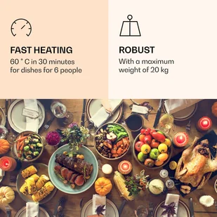 Szuflada grzewcza Klarstein Klarstein Bankiet, szuflada grzejna, 410 W, termostat, 30 - 70 ° C, funkcja czasomierza TK15OV-Banquetta-WH - Szuflady grzewcze - miniaturka - grafika 3