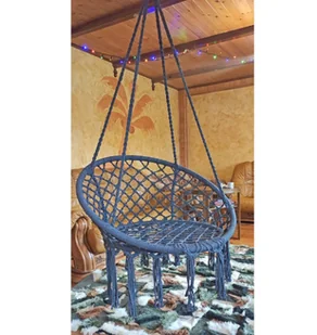 SASKA GARDEN Hamak ażurowy fotel wiszący 80x60cm luxe z poduszką szary 1026954 - Fotele ogrodowe wiszące - miniaturka - grafika 12