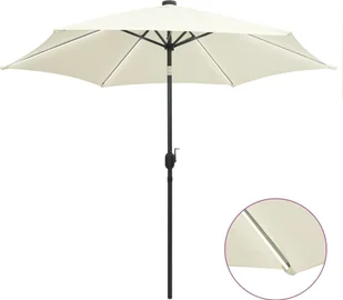 vidaXL Parasol ogrodowy z LED i aluminiowym słupkiem, 300 cm, piaskowy vidaXL - Parasole ogrodowe - miniaturka - grafika 2