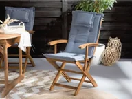 Fotele i krzesła ogrodowe - Beliani Zestaw 2 krzeseł ogrodowych drewnianych z niebieskimi poduszkami MAUI - miniaturka - grafika 1