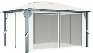 vidaXL Altana ogrodowa z zasłonami, 400 x 300 cm, kremowa - Altany ogrodowe - miniaturka - grafika 3