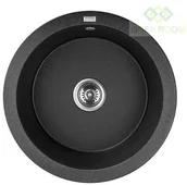 Zlewozmywaki - Laveo Dafne - zlewozmywak 2-komorowy bez ociekacza czarny SBD 720T - miniaturka - grafika 1