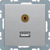 Gniazdka elektryczne - Berker Q1/Q3/Q7 aluminium gniazdo USB/3,5 mm audio B_3315396084 - miniaturka - grafika 1
