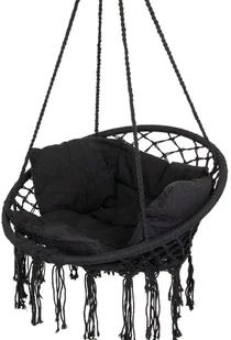 ROYOKAMP Hamak ażurowy fotel wiszący 80x60cm luxe z poduszką czarny vic-24068-0 - Hamaki - miniaturka - grafika 11