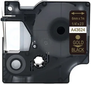Dymo strefadrukarek.pl Taśma D1 43624 6mm x 7m czarna złoty nadruk - zamiennik | OSZCZĘDZAJ DO 80% - ZADZWOŃ! 730811399 PROMOCJA! D1-43624 - Etykiety do drukarek - miniaturka - grafika 2